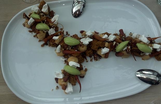 CARROT, condensed buttermilk, pecan, verjus