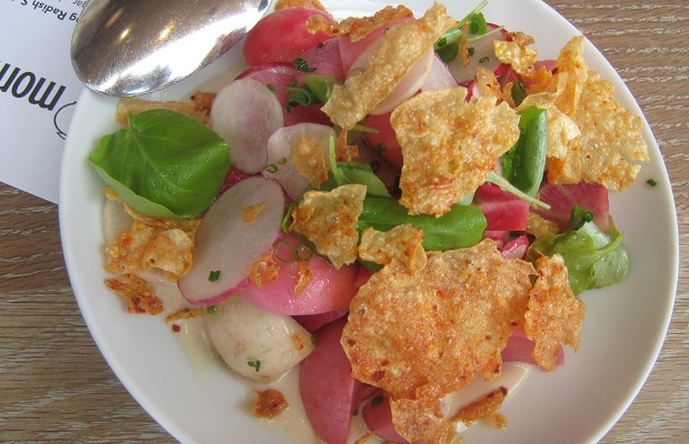Spring Radish Salad, sherry vinegar, chive, crispy yuba