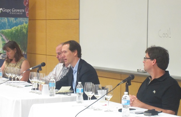 Chardonnay panel with Ann Sperling, Sébastien Jacquey, Miguel Torres Maczassek and W. Blake Gray Photo: Michael Godel
