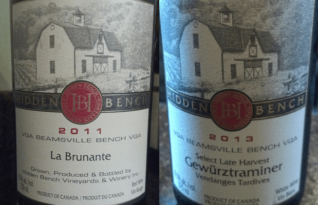 Hidden Bench La Brunante 2011 and Select Late Harvest Gewürztraminer Vendanges Tardives 2013