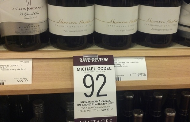 Wine review at VINTAGES of Norman Hardie Chardonnay Niagara Unfiltered 2012 by Godello