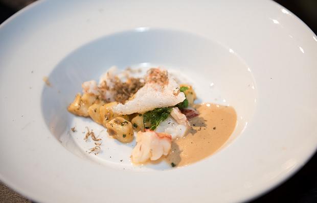 The Shangri-La Hotel's Damon Campbell Nova Scotia Lobster, Potato Gnocchi, Forest Mushroom, Black Truffle and Lobster Emulsion (c) Ronald Ng Photography