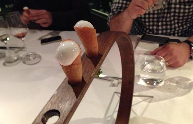 Trout roe, maple, ice cream cone