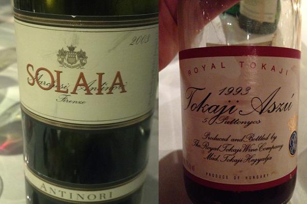 Marchesi Antinori Solaia Toscana IGT 2003 and Royal Tokaji Aszú 5 Puttonyos 1993