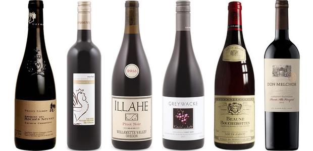 From left to right: Domaine Des Roches Neuves 2013, Red Rooster Reserve Merlot 2012, Illahe Pinot Noir 2013, Greywacke Pinot Noir 2011, Louis Jadot Beaune Boucherottes 1er Cru 2009 and Concha Y Toro Don Melchor Cabernet Sauvignon 2010