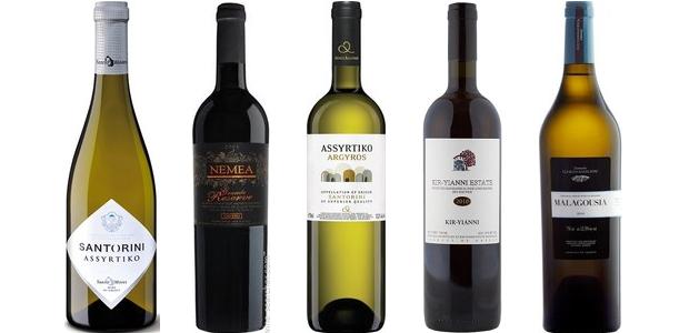 From left to right: Santo Assyrtiko 2014, Cavino Grande Reserve Nemea 2008, Argyros Assyrtiko 2014, Ktima Kir Yianni 2011, Domaine Gerovassiliou Malagousia Vieilles Vignes 2013