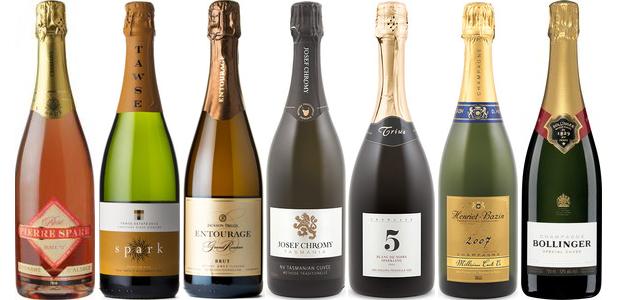 From left to right: Pierre Sparr Brut Rosé Crémant d’Alsace, Tawse Spark Limestone Ridge Riesling Sparkling 2013, Jackson Triggs Entourage Grand Reserve Brut 2011, Josef Chromy Tasmanian Cuvée, Méthode Traditionnelle, Trius Showcase 5 Blanc De Noirs 2009, D. Henriet Bazin Carte D'or 1er Cru Brut Champagne 2007 and Bollinger Special Cuvée Brut Champagne