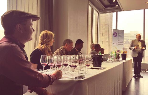 Moderator Chris Waters and the Gamay Masterclass panel: Jamie Drummond, Magdalena Kaiser, Martin Malivoire, Shiraz Mottiar, Bill Zacharkiw and Guillaume de Castelnau