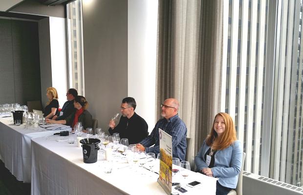Moderator Sara d'Amato and the Terroir Masterclass panel: Magdalena Kaiser, Dr. Jim Willwerth, Emma Garner, Stuart Piggott and Dr. Kevin Pogue