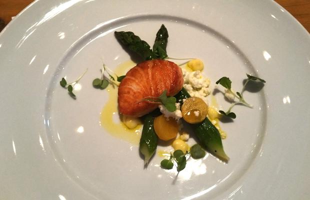 Ontario asparagus and hot smoked salmon
