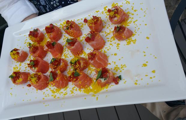 Fresh Salmon hors d'oeuvre by Lorenzo Loseto of George Restaurant, at Westcott Vineyards