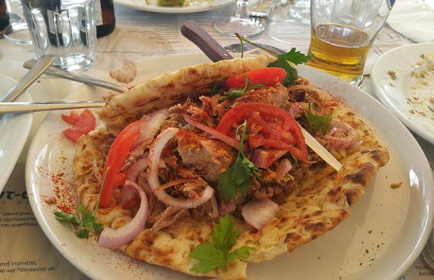 Pork Gyros at Nautiko Restaurant, Rio-Patras