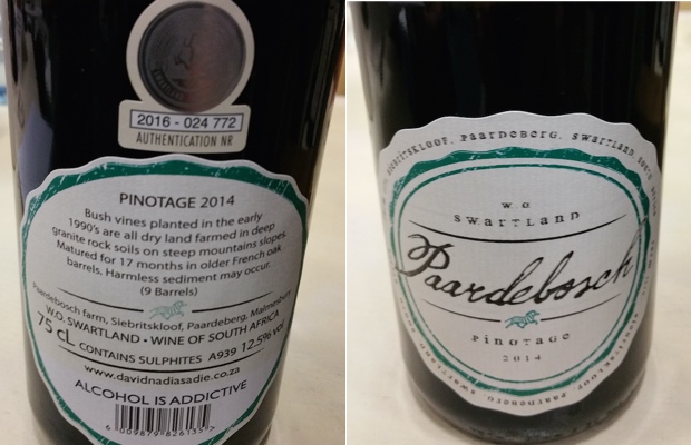 David and Nadia Sadie Wines Pardelbosch Pinotage 2014
