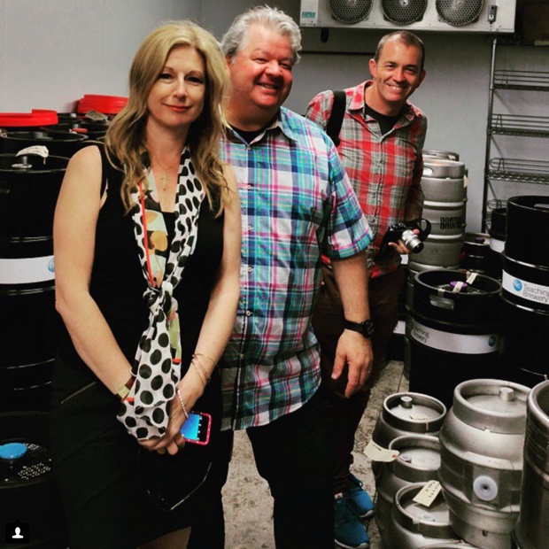 Smiles with hops. Beer fridge @Niagara_College @mkaiserwine @chefmolson @drjamiegoode #niagarateachingbrewery #notwine #greatbeer