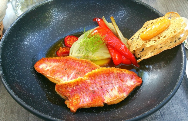 Rouget, bouillabaisse, légumes d'été, Au Fil du Zinc, Chablis